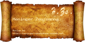 Heninger Zsuzsanna névjegykártya